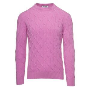 Gaudenzi Men Pink Cable Knit Sweater In Wool And Cashmere Man Gaudenzi